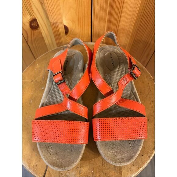 Lands' End Women's Size 7B Orange Terrain Sandals Leather - Picture 7 of 8